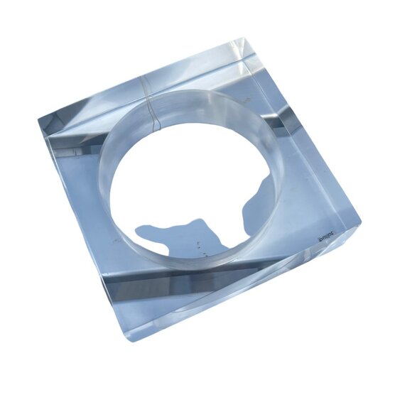 Laurent Guillot Lucite Square Bangle Bracelet Vintage Clear MSRP $350 - Picture 2 of 11